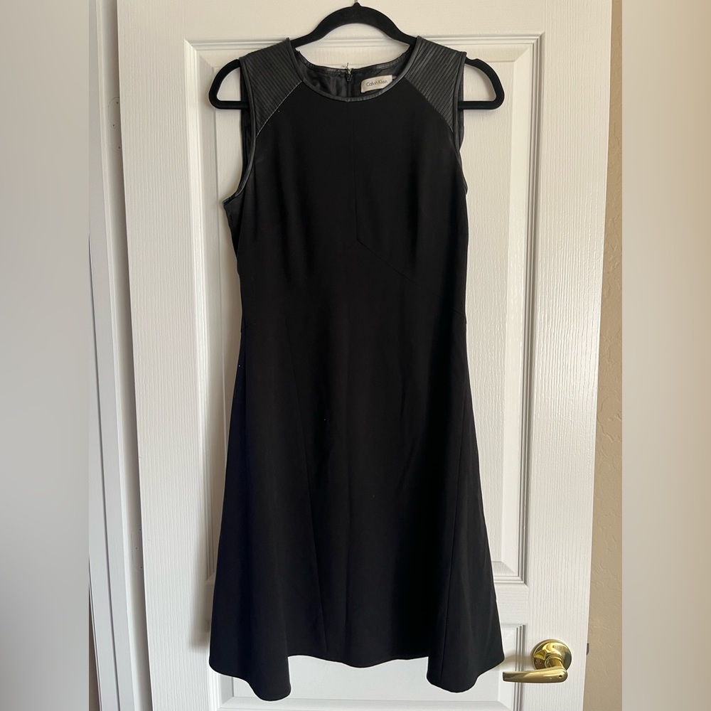 Calvin Klein Black Dress, Leather Detail, Women’s 10
